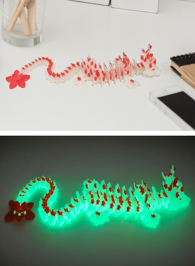 oyeftp 3D Printed Cherry Blossom Crystal Dragon Glow in The Dark Articulated Animals Fidget Toy Cool Crystal 3D Print Dinosaur Toys for Teens, Stocking Easter Basket Stuffers (Noctilucent red) - Image 5